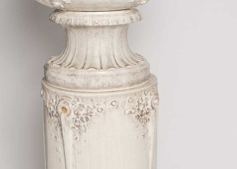 Printemps et Hiver, Fine Art Nouveau Jardiniere and Pedestal