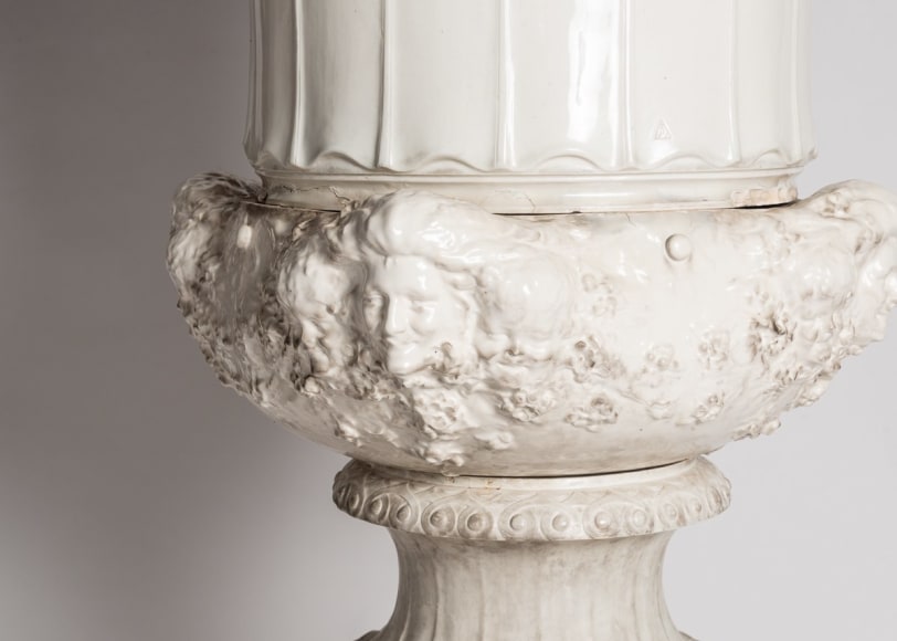 Printemps et Hiver, Fine Art Nouveau Jardiniere and Pedestal