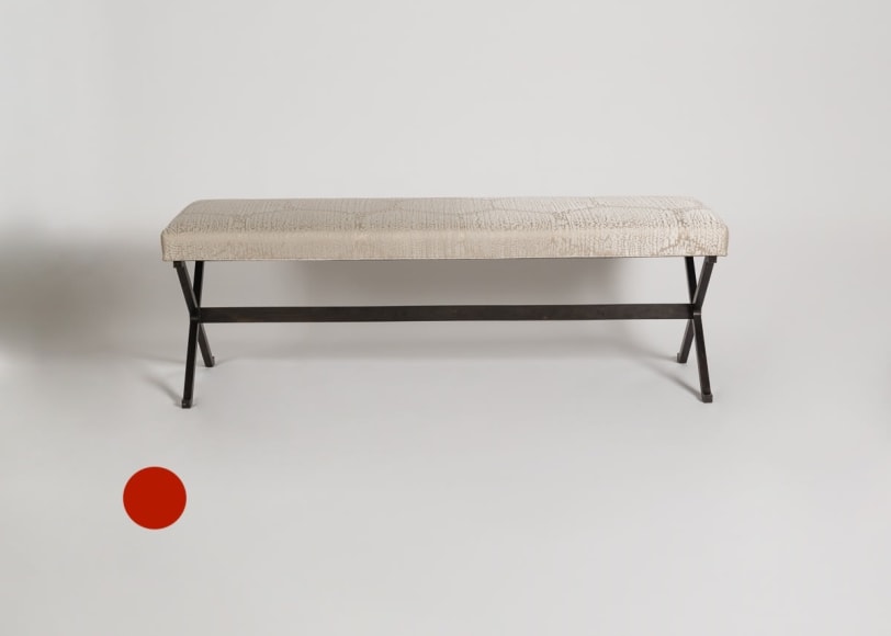 pair of cushioned benches