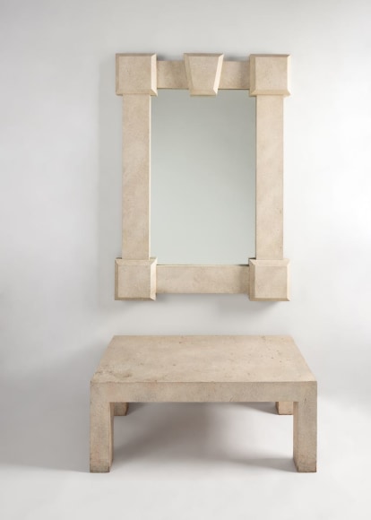 Britt Mirror and Table Faux Parchment