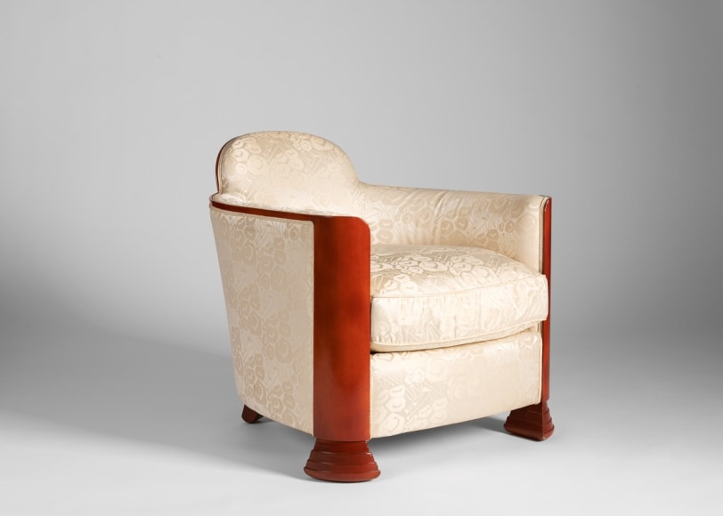 Red lacquer art deco chairs