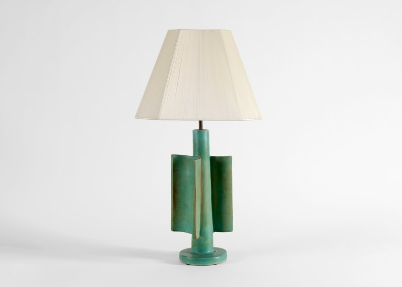 ramie table lamp ceramic green