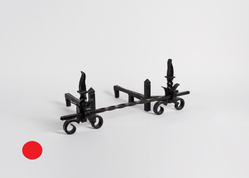 Pair of Art Deco Andirons with a Crossbar