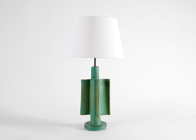 ramie table lamp ceramic green