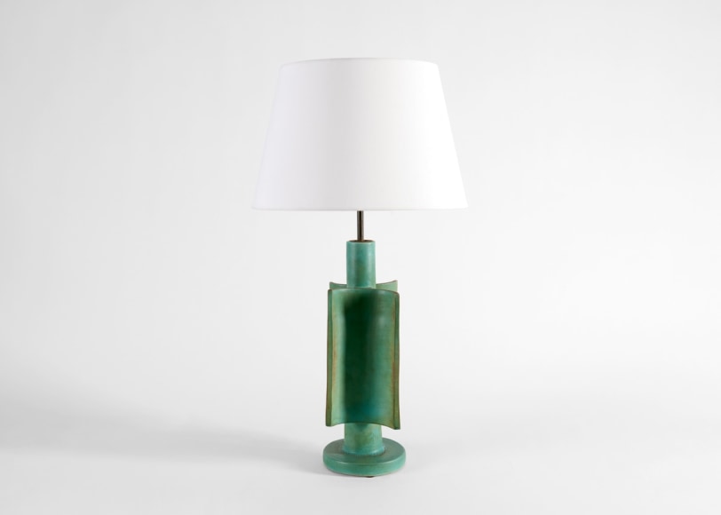 ramie table lamp ceramic green