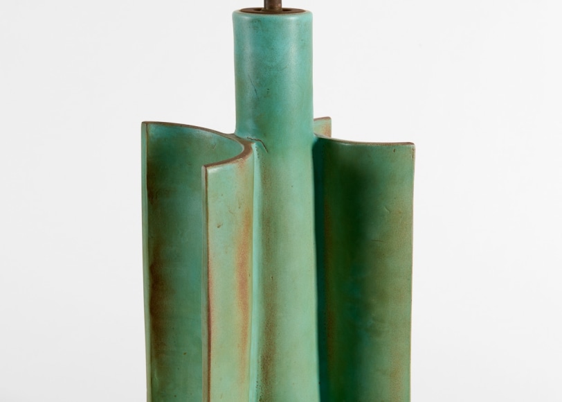 ramie table lamp ceramic green