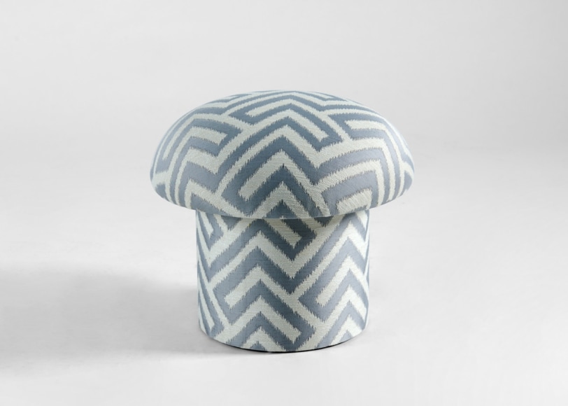 Under the Influence: Édition Maison Gerard - Champignon Mignon Round  All-Upholstered Stool in DEDAR Fabric - Collection - Maison Gerard