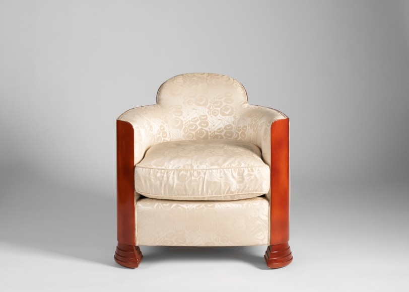 Red lacquer art deco chairs