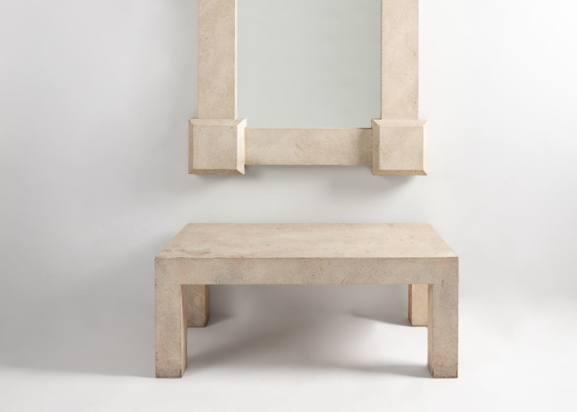 Britt Mirror and Table Faux Parchment