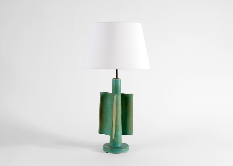 ramie table lamp ceramic green