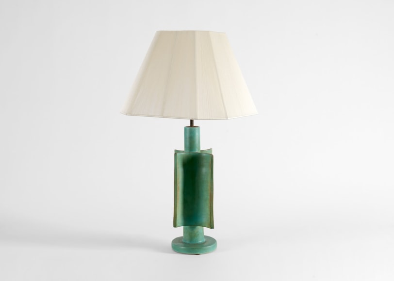 ramie table lamp ceramic green