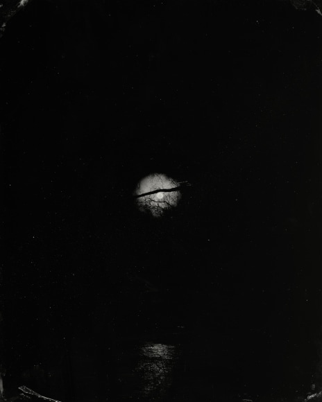 Dark black and white skyscape tintype photograph