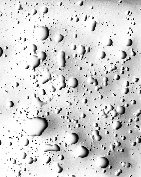 Ben Nixon  Baubles, Bangles &amp; Beads, 2017  unique silver gelatin photogram  10 1/4h x 8 1/4w in   Framed: 20h x 16w in. a light grey photogram covered in droplets of water