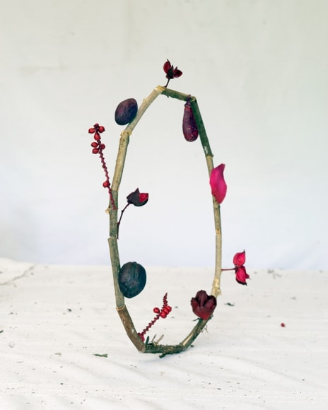 James Henkel  Oval From the Series Botanicals, 2020  30h x 24w in 76.20h x 60.96w cm  Edition 3  JHe_072 a single flower vine shaped to form a circle