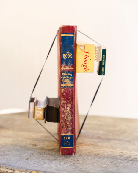 James Henkel  Addenda From The Series Books, 2020  Archival Pigment Print  20h x 16w in 50.80h x 40.64w cm  Edition 5  JHe_054, deconstructed and reconstructed book, held together with rubber bands