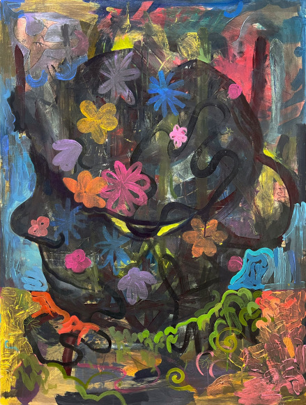 Colorful abstract vs. figurative painting by Zander Stefani