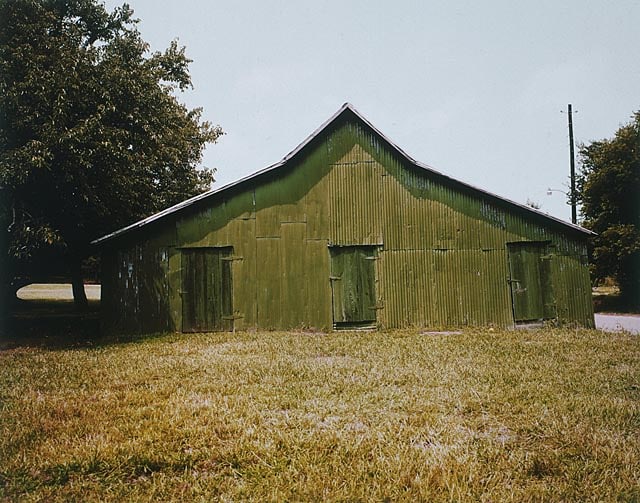 William Christenberry, Green Warehouse, Newbern, Alabama, 2001, chromogenic Brownie print, 3 1/2h x 5w in, Edition of 25, Photography