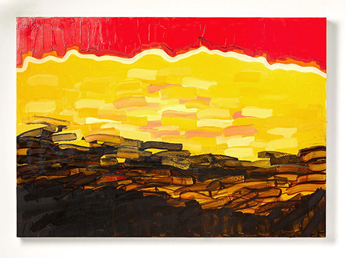 Abstract landscape with red, yellow and brown