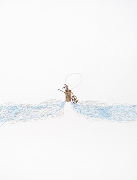 Kirsten Stolle, Wheel Barrow Sprayer, from the series Poison Control, 2012, gouache, graphite collage on paper, 30h x 22w in