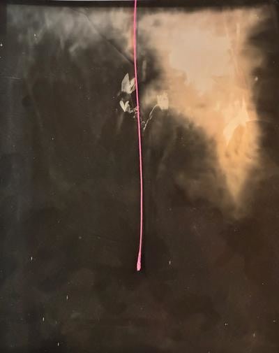 Abstract landscape with golden yellow light in the upper right hand corner