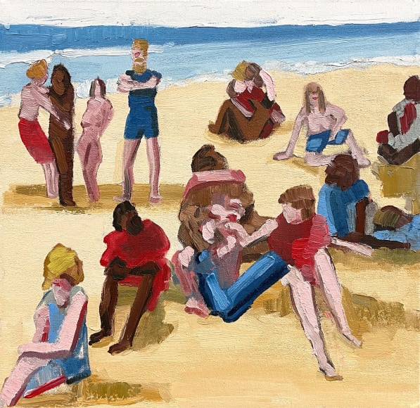 Group of abstracted people at the beach, by Faris McReynolds