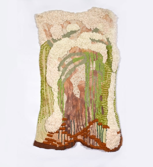 Mixed media fabric abstract wall hanging by Erin Castellan