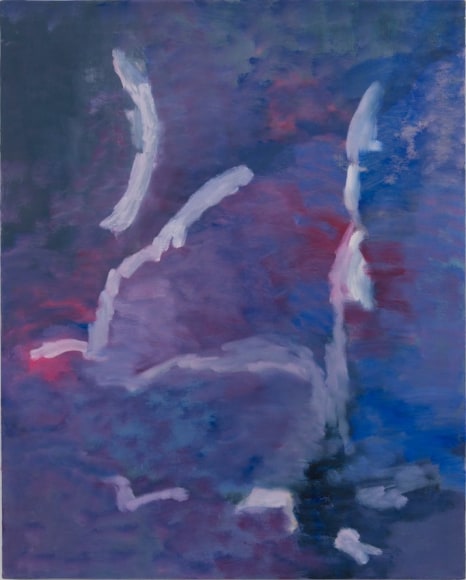 An Hoang  Untitled (night sky), 2017  Oil on canvas  50h x 40w in 127h x 101.60w cm  AH-013, Abstract oil on canvas of a night sky, purple, dark blue, gray and mauve