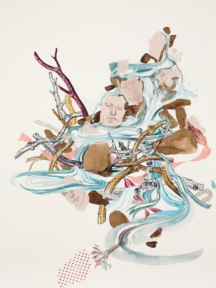 Margaret Curtis  Sticks and Stones: A Seep of Murderers, 2018  Gouache and ink on paper  30h x 22w in, Works on paper, Contemporary Art