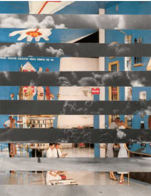 Kirsten Stolle  Monsanto Disney Tomorrowland + Port of Texas City, TX, from the series By the Ton, 2016  Vintage postcard on photograph  7h x 5.50w in Works on paper