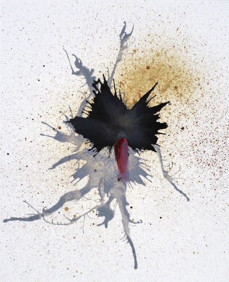 Ben Nixon  Finger Painting, 2020, black, grey, yellow and red abstraction