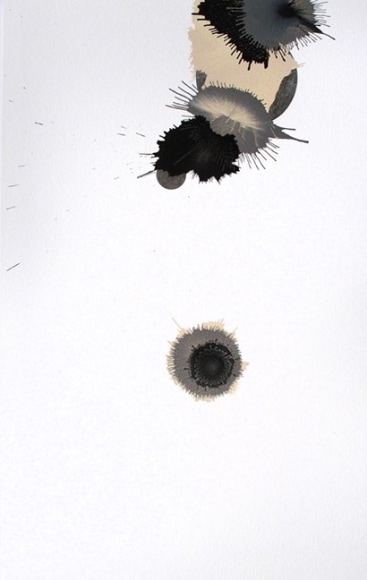 Ben Nixon  Self Sowing, 2021, tan, blue and grey abstract composition with graphite