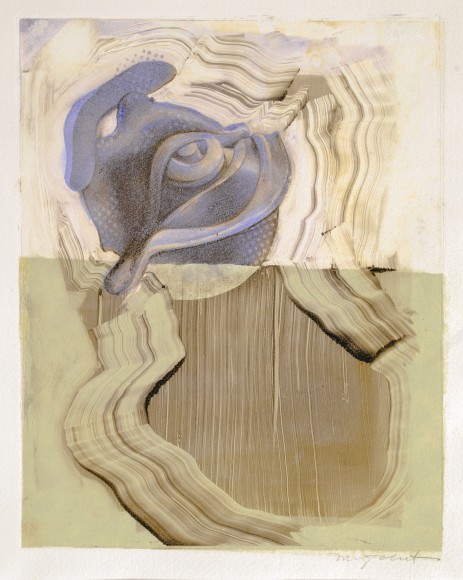 Monotype print of abstracted eyeball