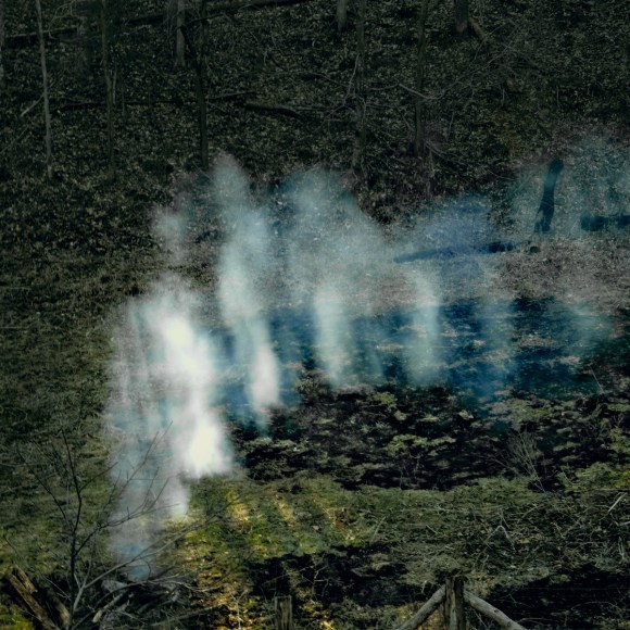 Rob Amberg  Burning Off the Lower Garden, PawPaw, Madison County, NC, 2016  Archival pigment print  5h x 5w in  Edition of 10, photograph of smoke rising from a newly burned pasture