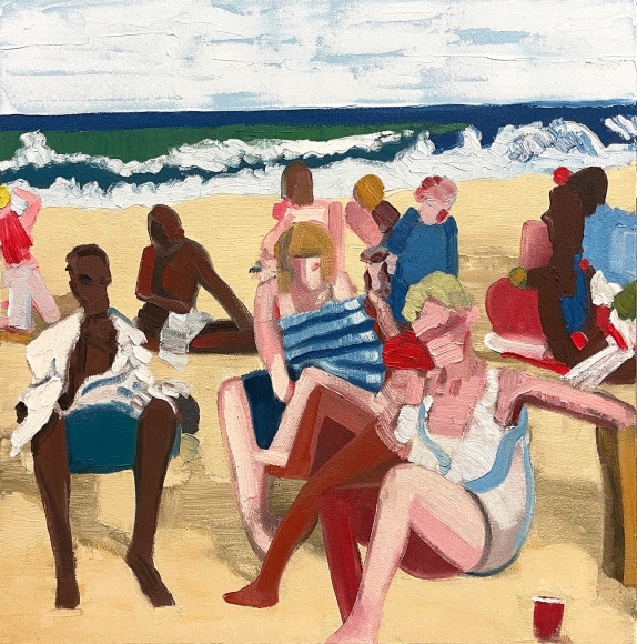 Group of abstracted people at the beach, by Faris McReynolds