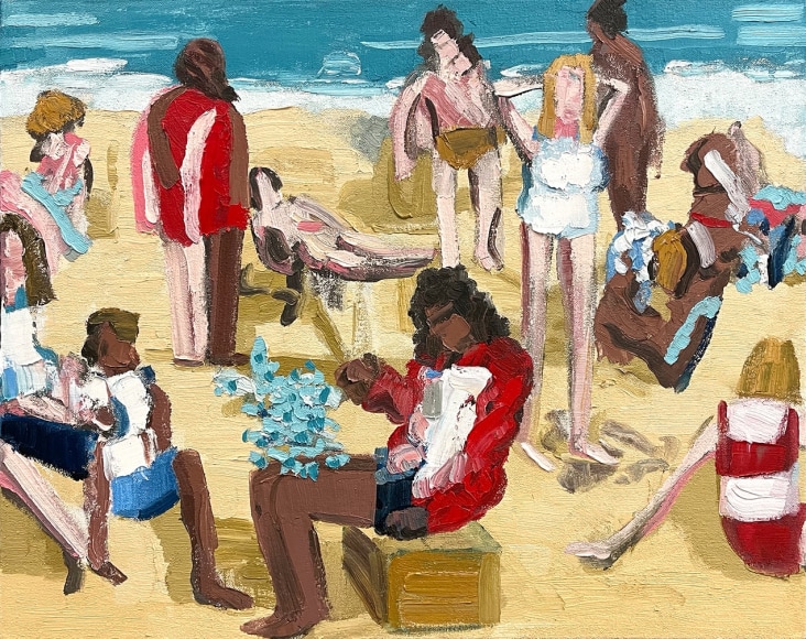 Group of abstracted people at the beach, by Faris McReynolds