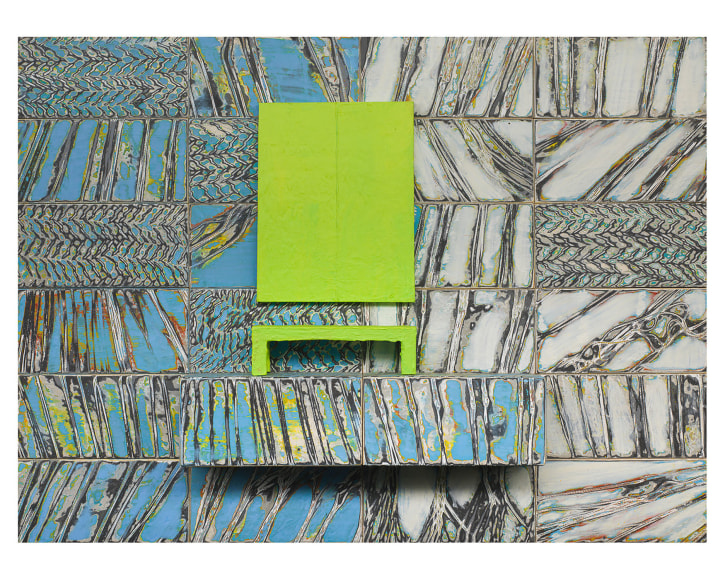 Randy Shull  Green Reflection, 2018  oil on printed canvas  18h x 25w x 4d in