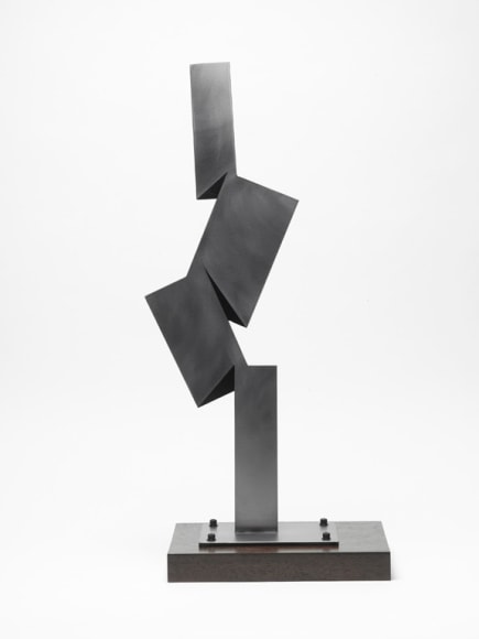 Ralston Fox Smith  Kilter, 2019  Steel, wood base, hand painting, unique, sculpture