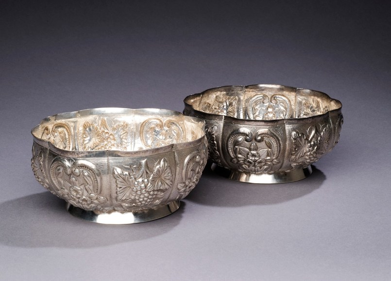 Mexican Colonial Lobed Bowls with Floral Motif