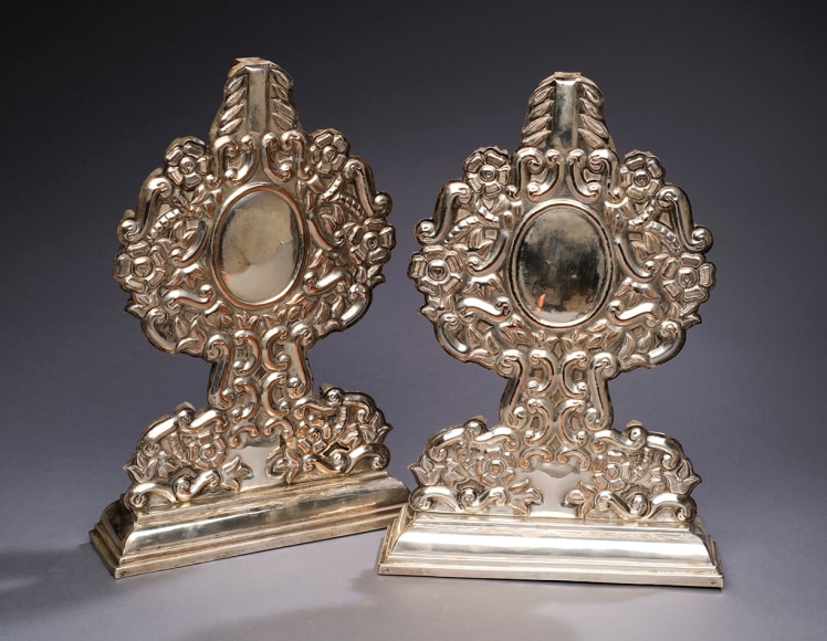 A Pair Silver Altar Pieces