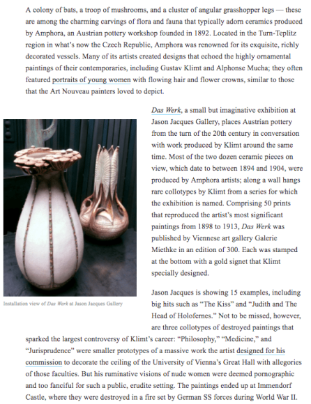 Fin-de-Si&egrave;cle Austrian Pottery Paired with Prints by Klimt