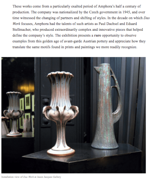 Fin-de-Si&egrave;cle Austrian Pottery Paired with Prints by Klimt