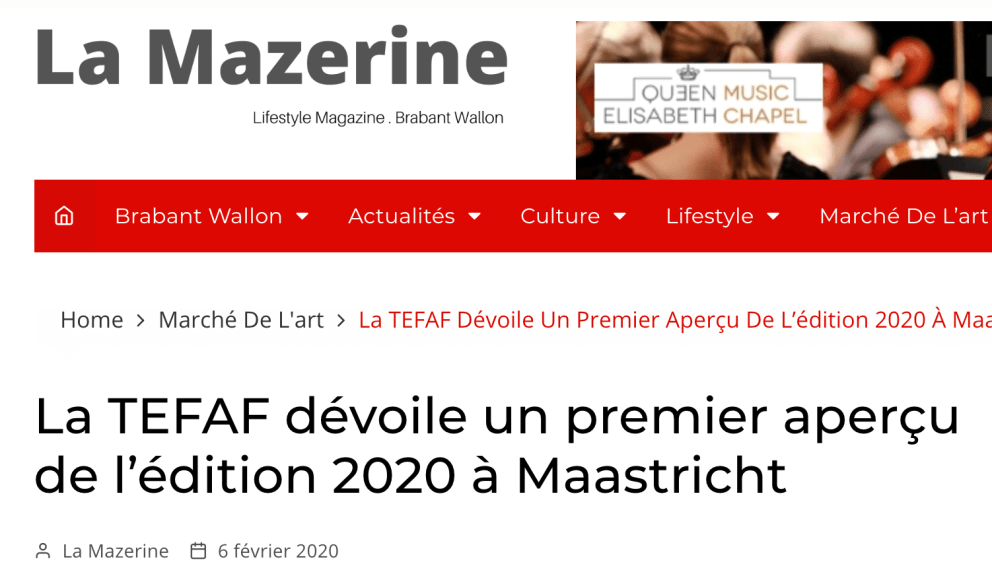 La TEFAF d&eacute;voile un premier aper&ccedil;u de l&rsquo;&eacute;dition 2020 &agrave; Maastricht