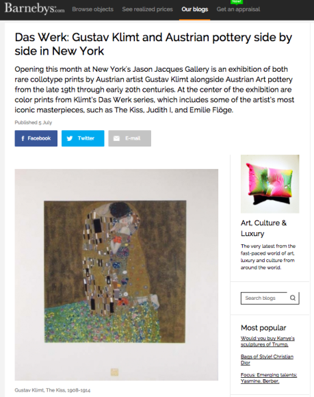 Das Werk: Gustav Klimt and Austrian pottery side by side in New York
