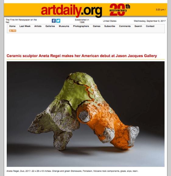 Ceramic sculptor Aneta Regel makes her American debut at Jason Jacques Gallery