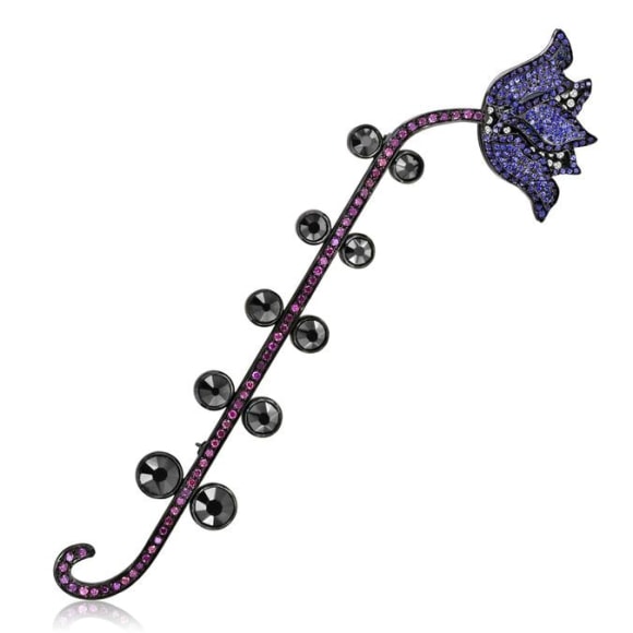  William&nbsp;Ehrlich Tulip Pin with Blue Sapphires, Red and Black Diamonds