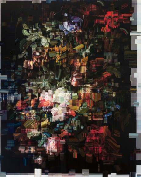 Tiffany Calvert, &quot;305,&quot; 2018, Oil on Inkjet Print on Canvas, 60&quot; x 48&quot;,