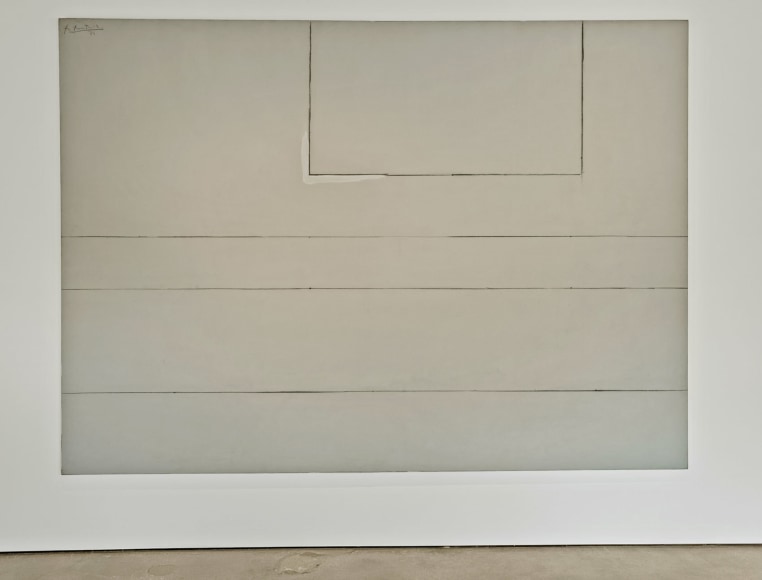 Open in Grey with White Edge, 1971 Acrylic and charcoal on canvas 88 x 122 inches