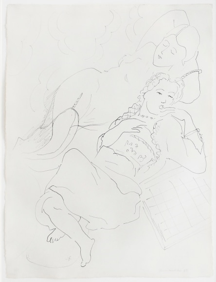 Two Women Reclining, 1928, Pen and ink on paper