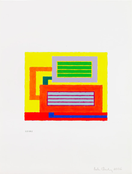 Untitled : 2.21.06.2, 2006 Acrylic and fluorescent acrylic on digitally printed paper 21 x 16 inches