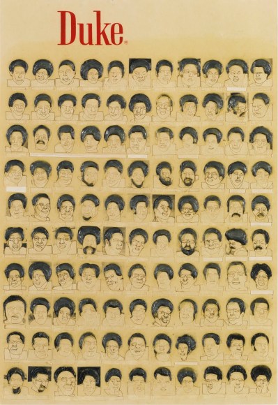 Duke, 2004 Photogravure w/ laser cutting, collage and hair pomade
